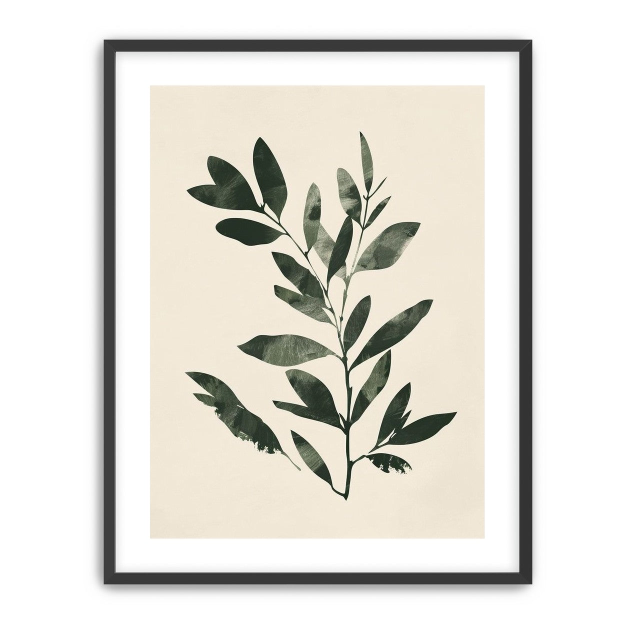 Dark green leaves on cream