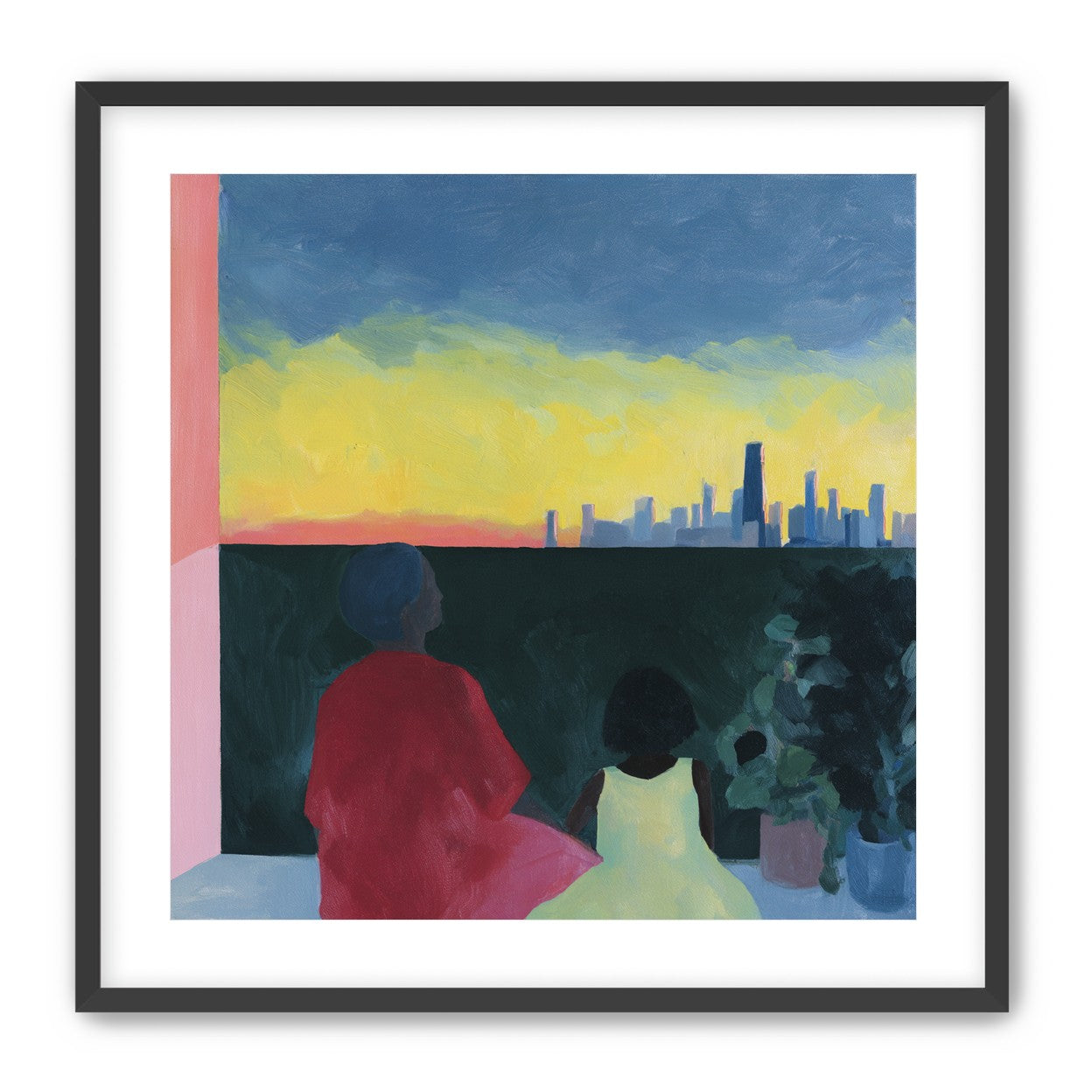 Yellow sky over the skyline