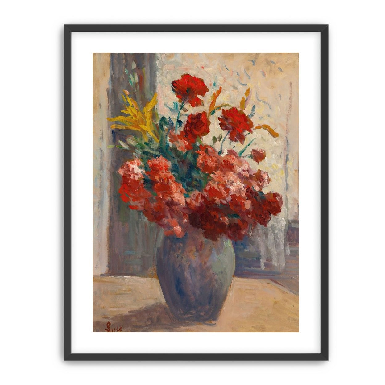 Flowers within a tall vase
