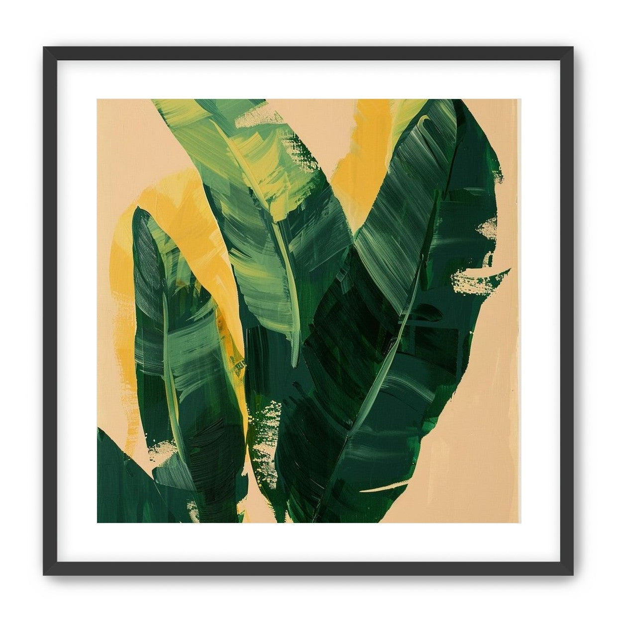 Green leaves in warm haze