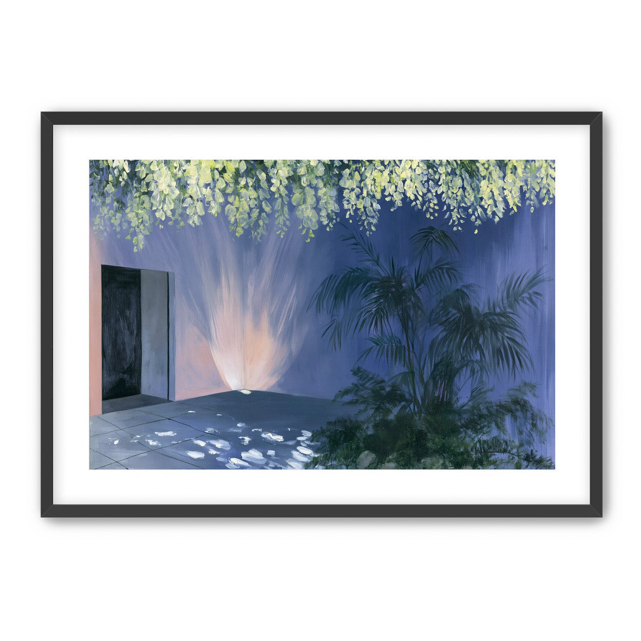 Light beneath hanging blossoms
