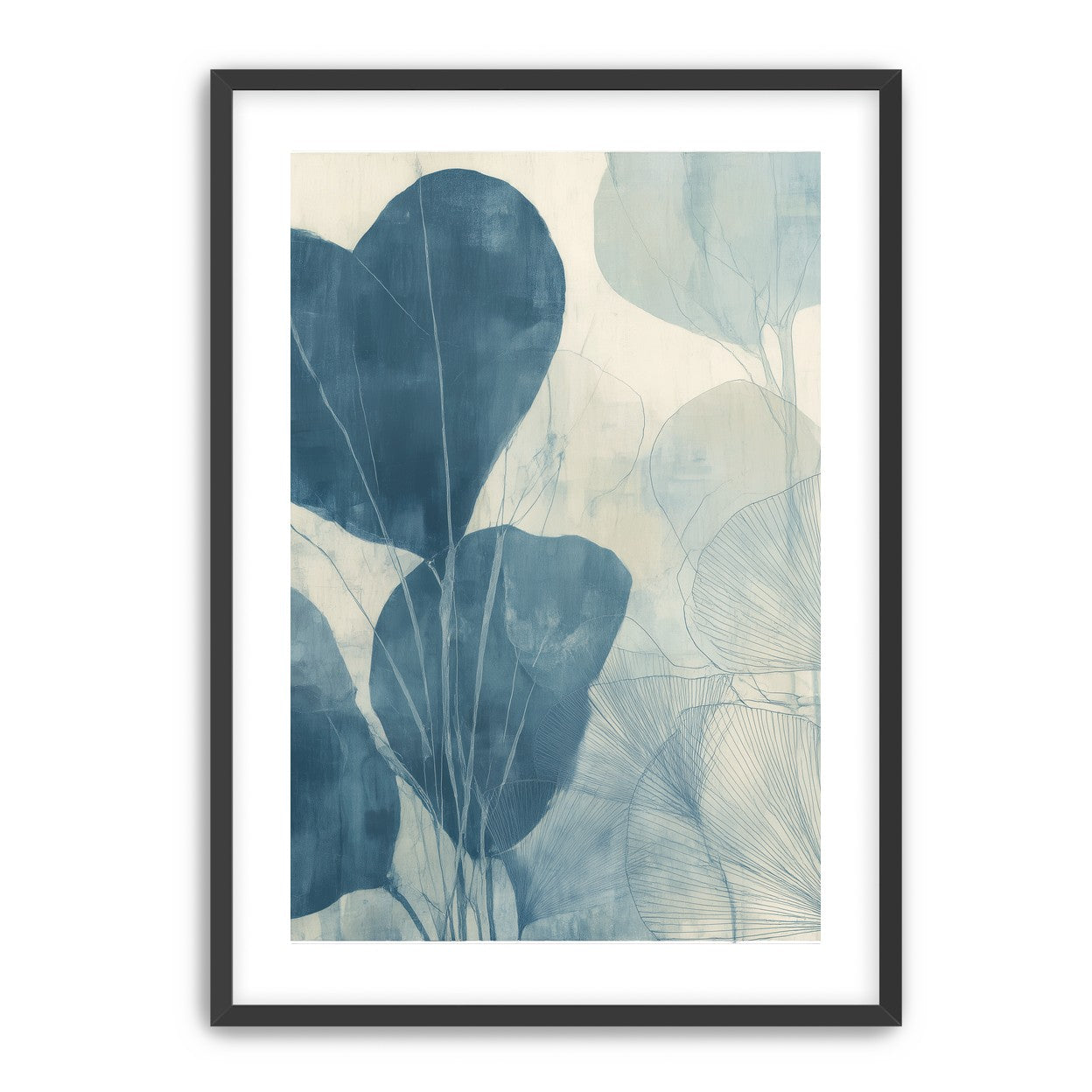Leaves among pale blue space