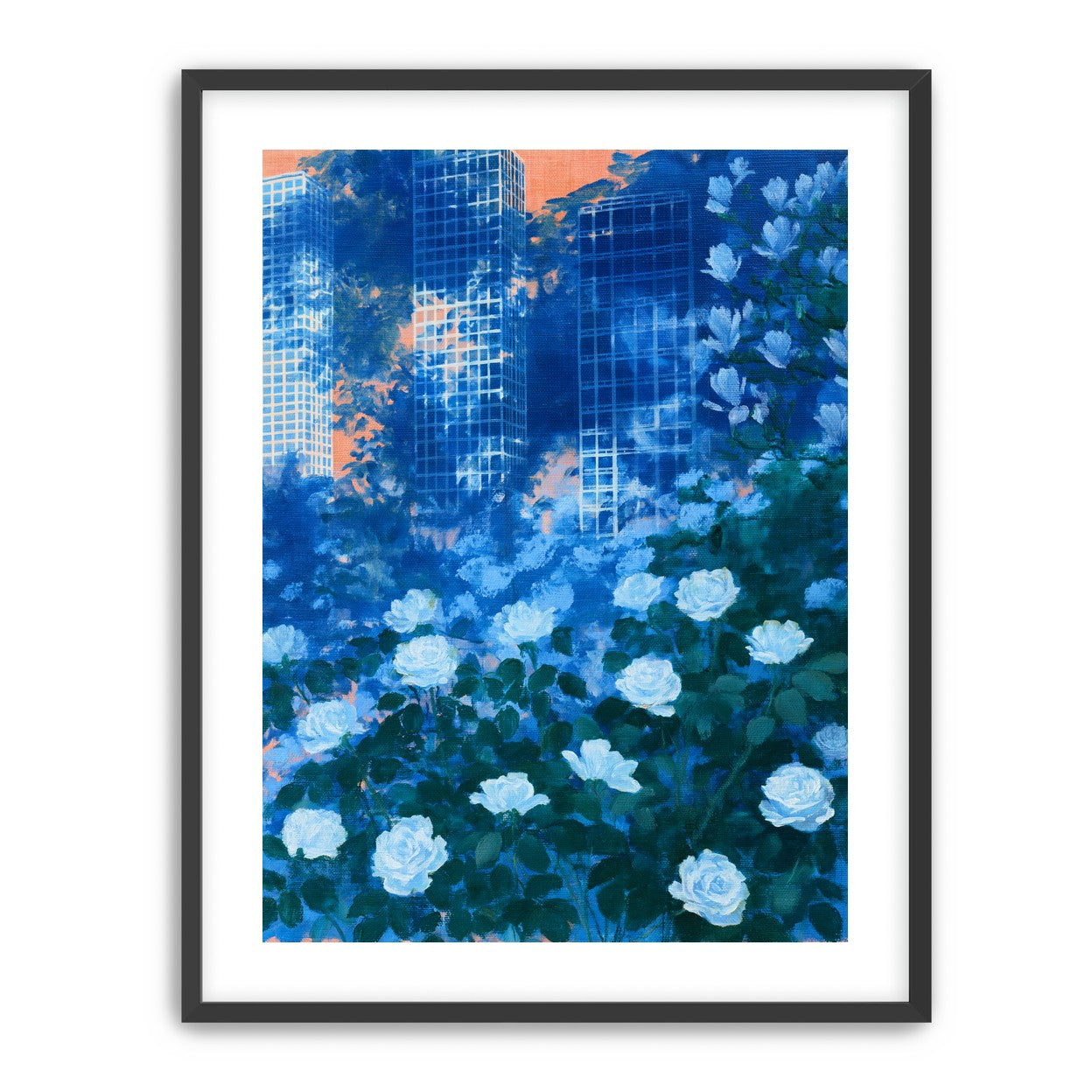 White roses before the towers