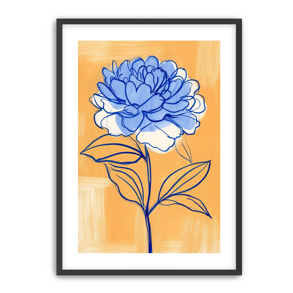 Blue Flower on Orange Field