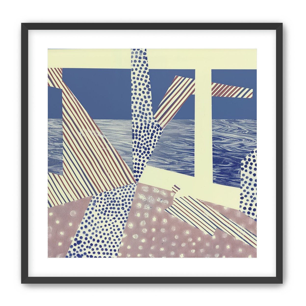 Stripes cut through dots
