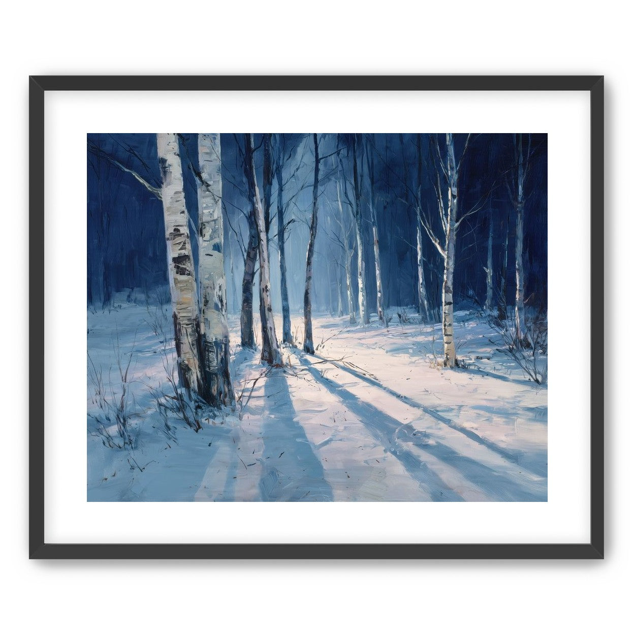 Snow Shadows Between Trunks