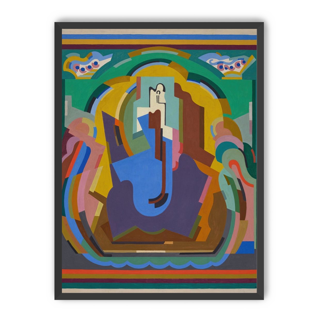 A figure under painted arches