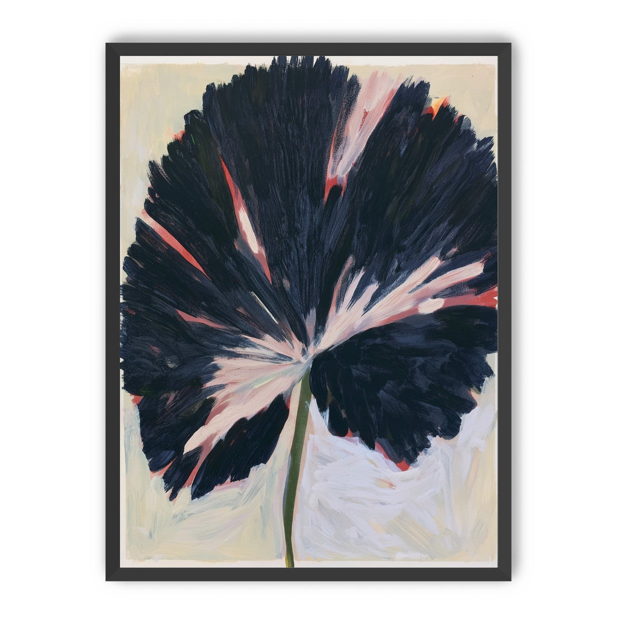 Dark petals across pale ground