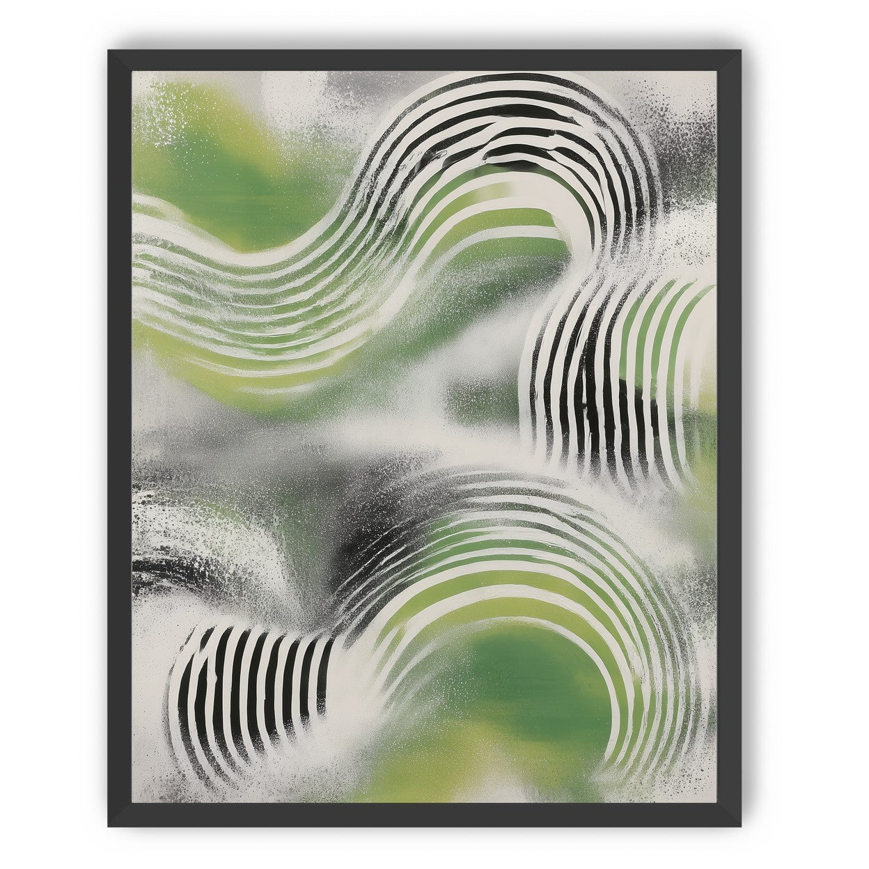Sprayed green under stripes