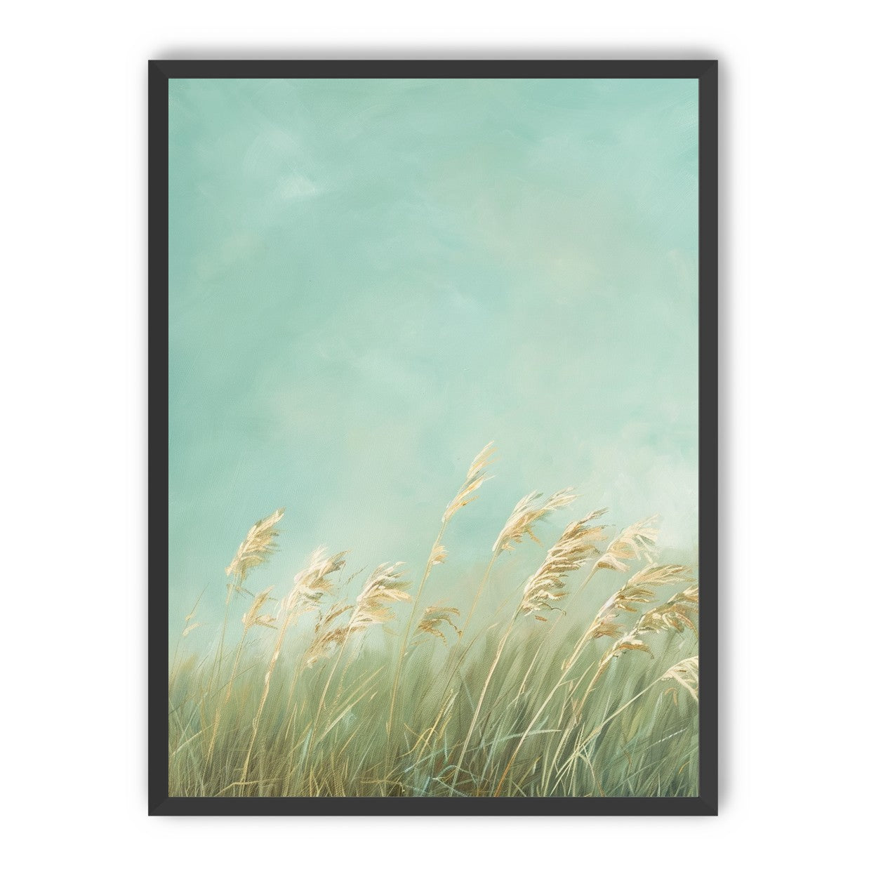 Turquoise sky over pale grass