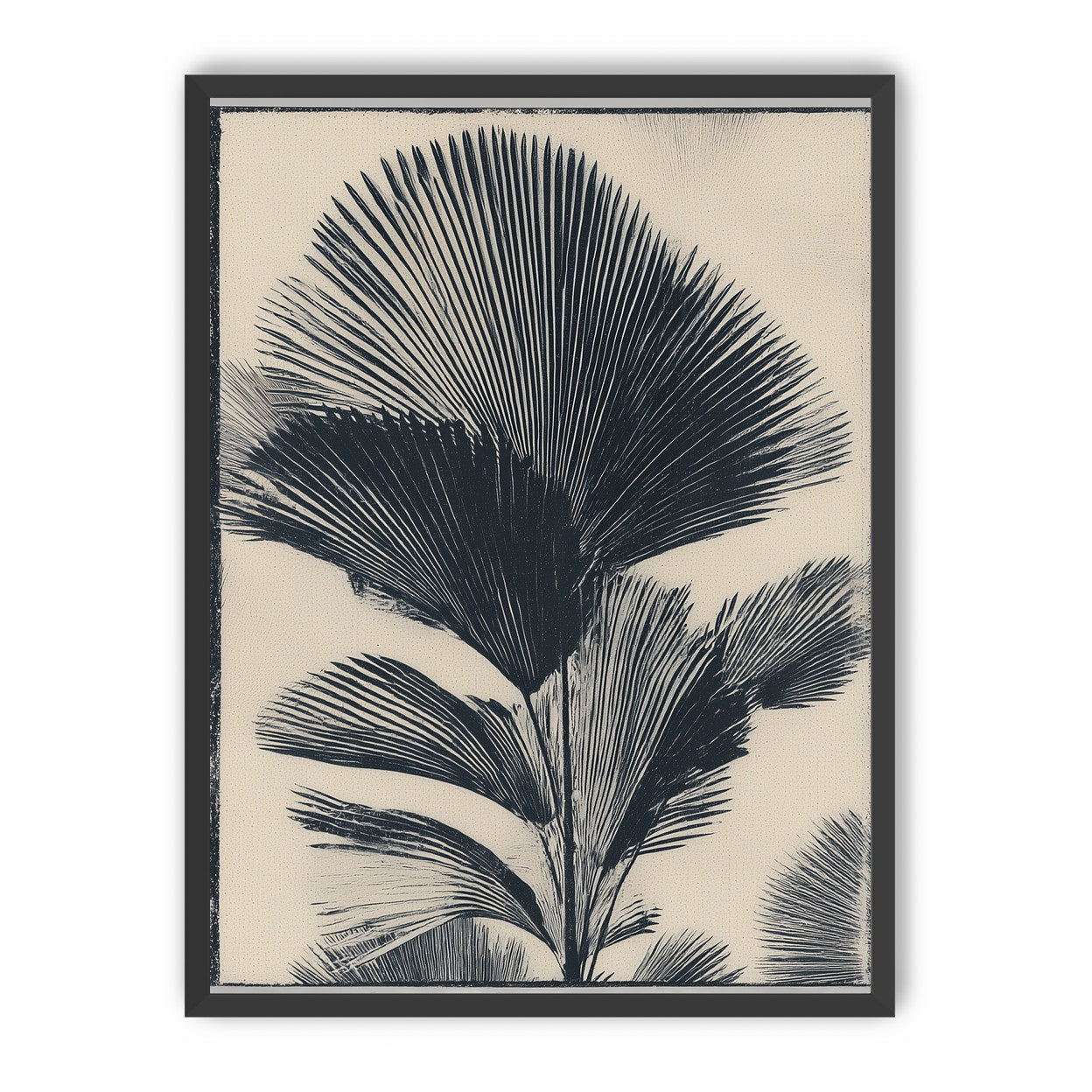 Palm fronds in black ink
