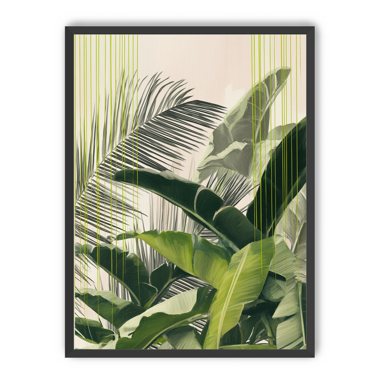 Green drips over palms