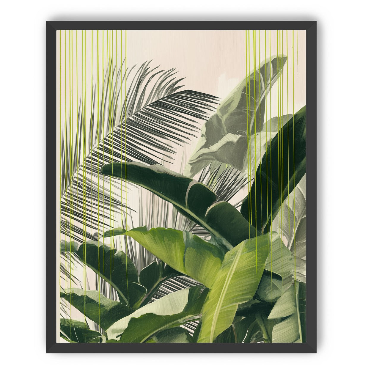 Green drips over palms