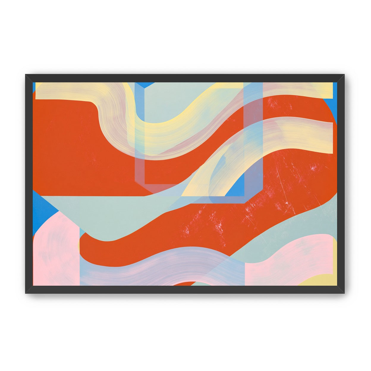 Translucent bands over red blocks