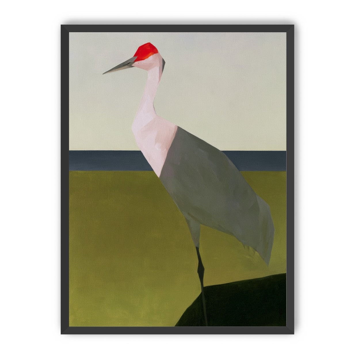 Red crown crane at the shore