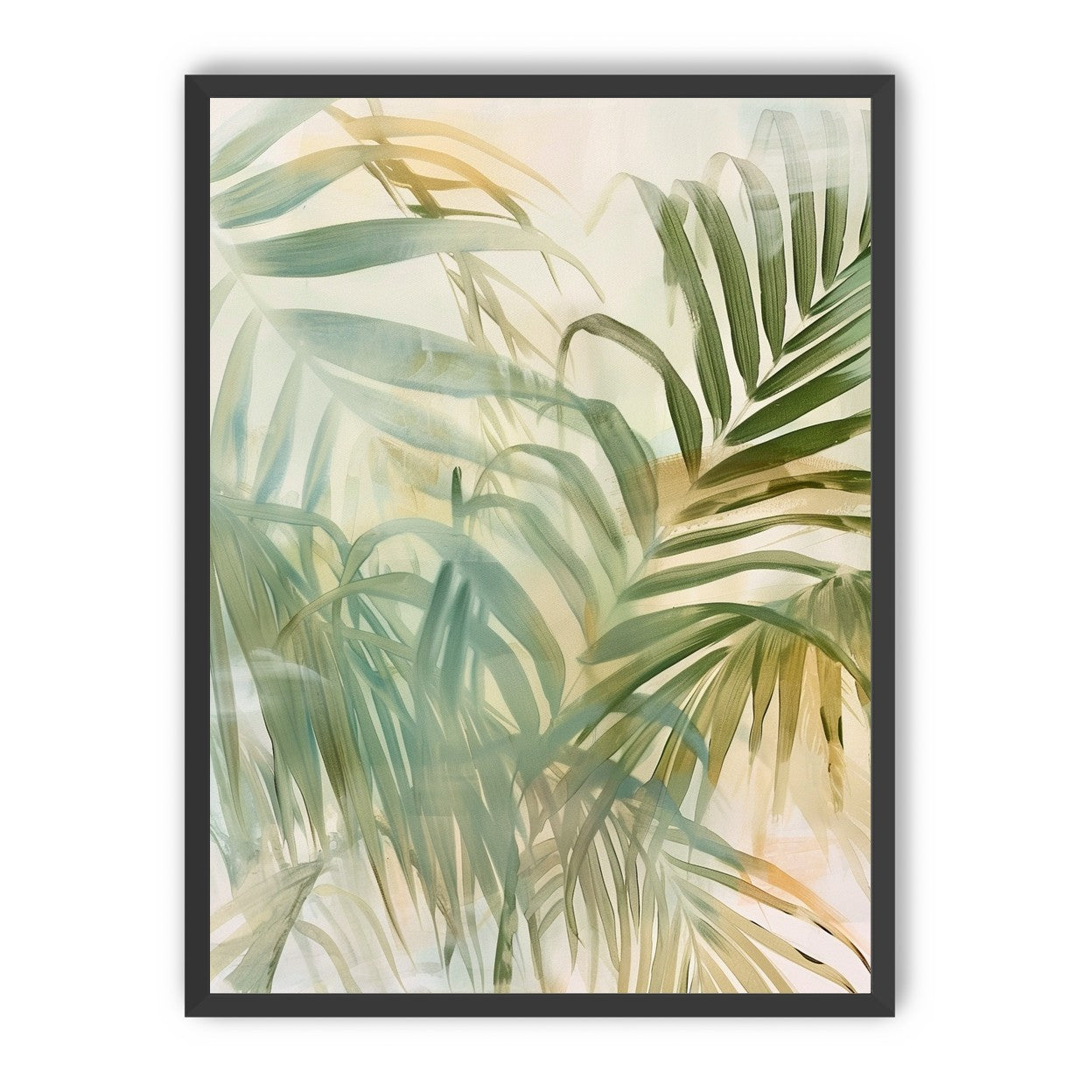 Palm leaves in pale wash