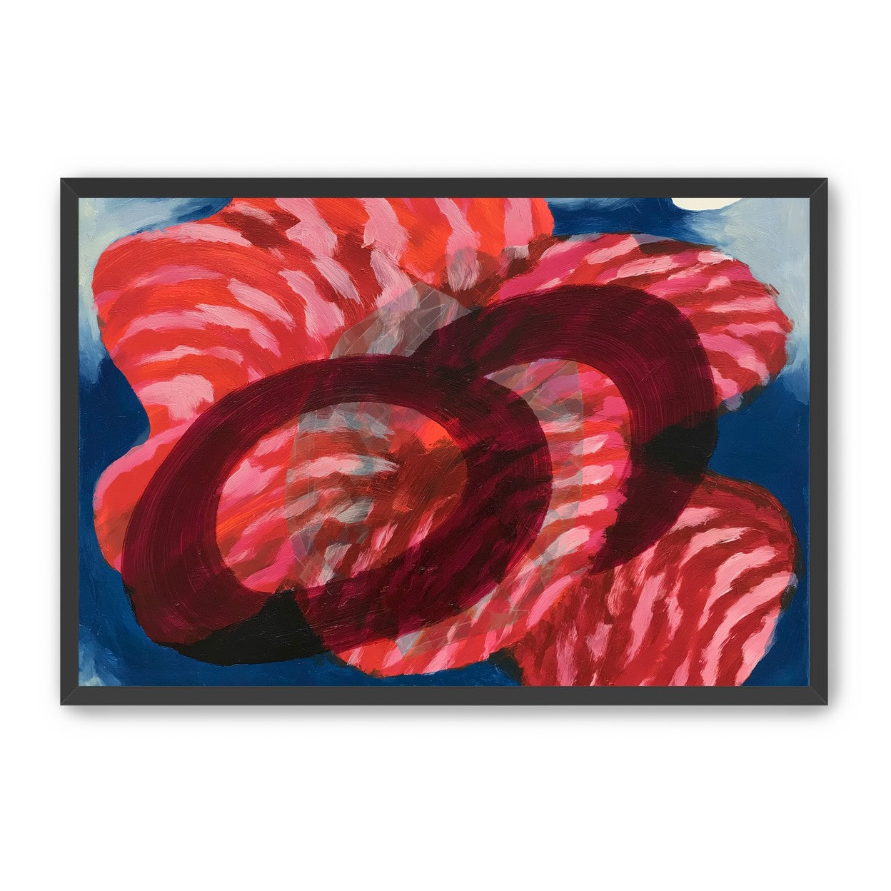 Red stripes pressing through blue
