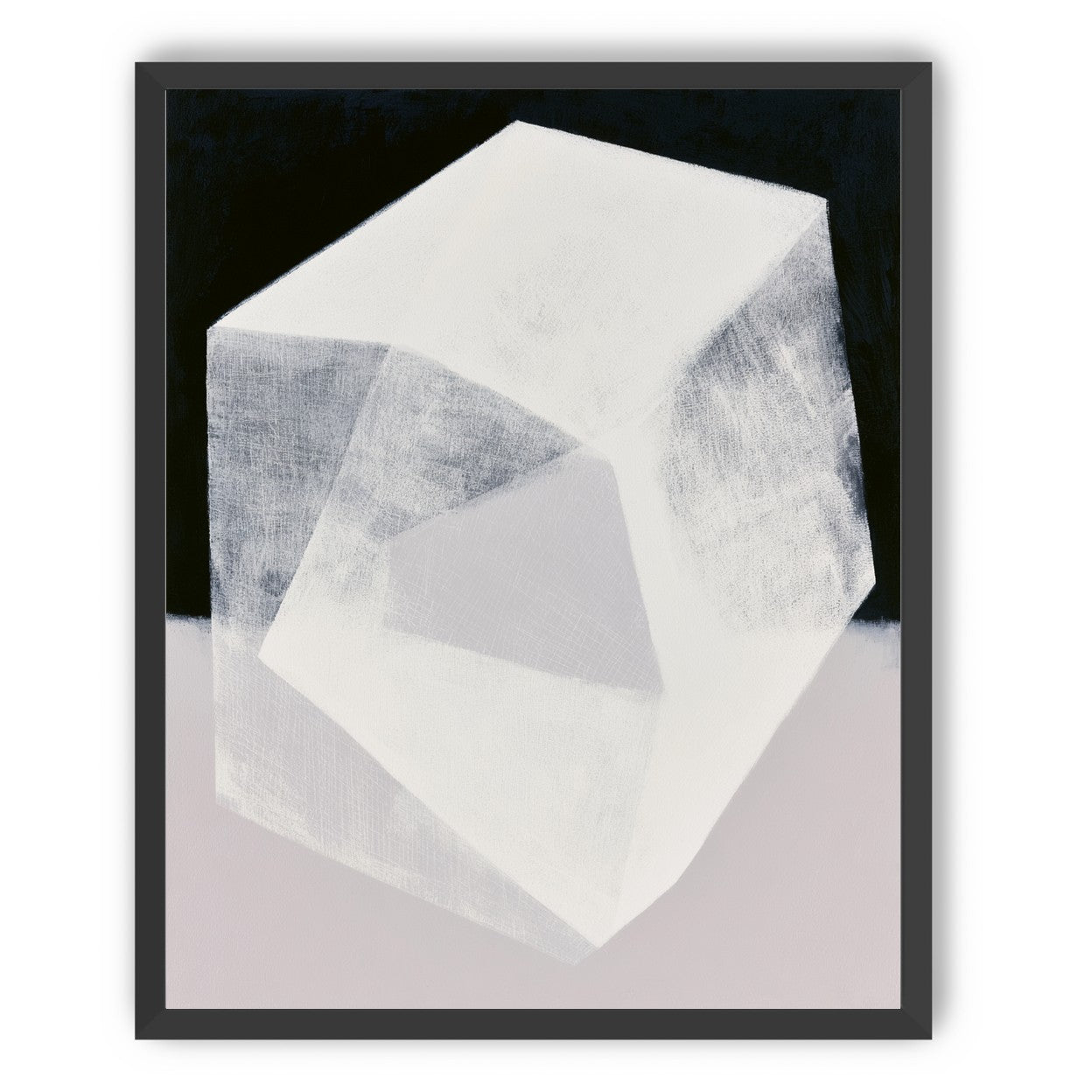 Milkwhite facets in deep black