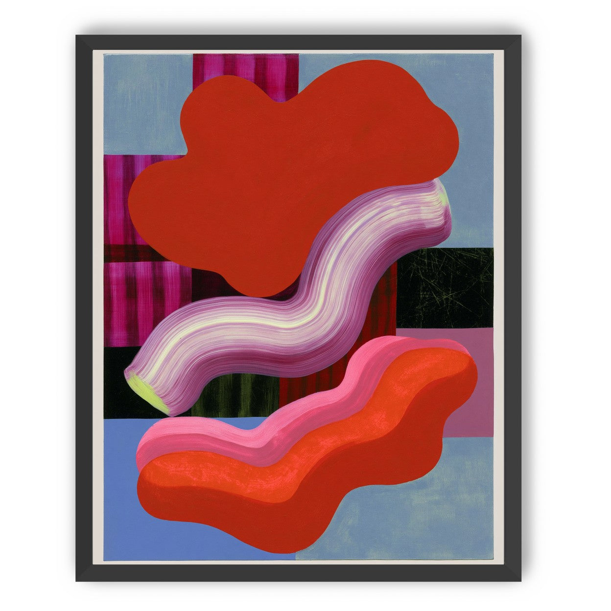Layered red forms on grid