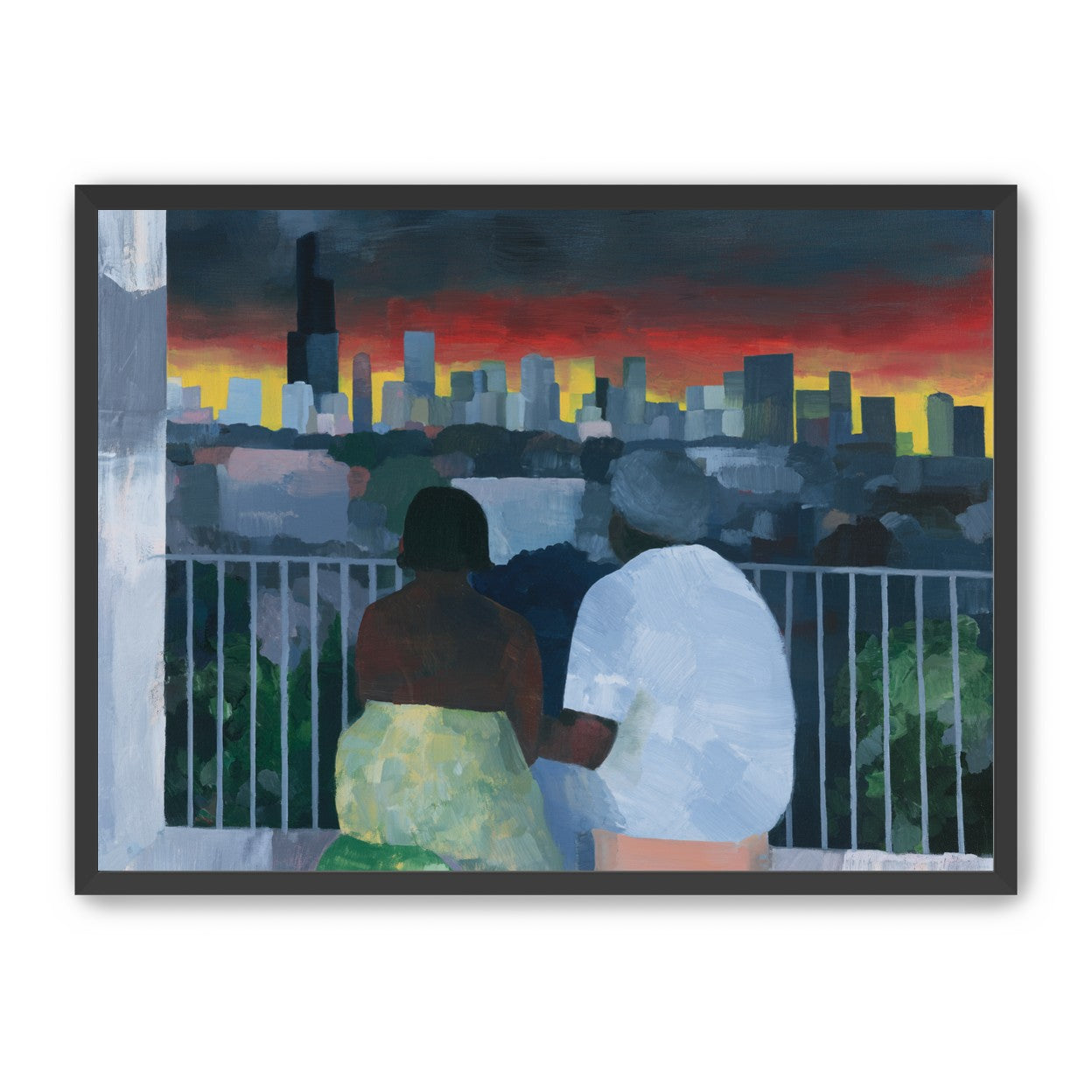 Two on the balcony at dusk