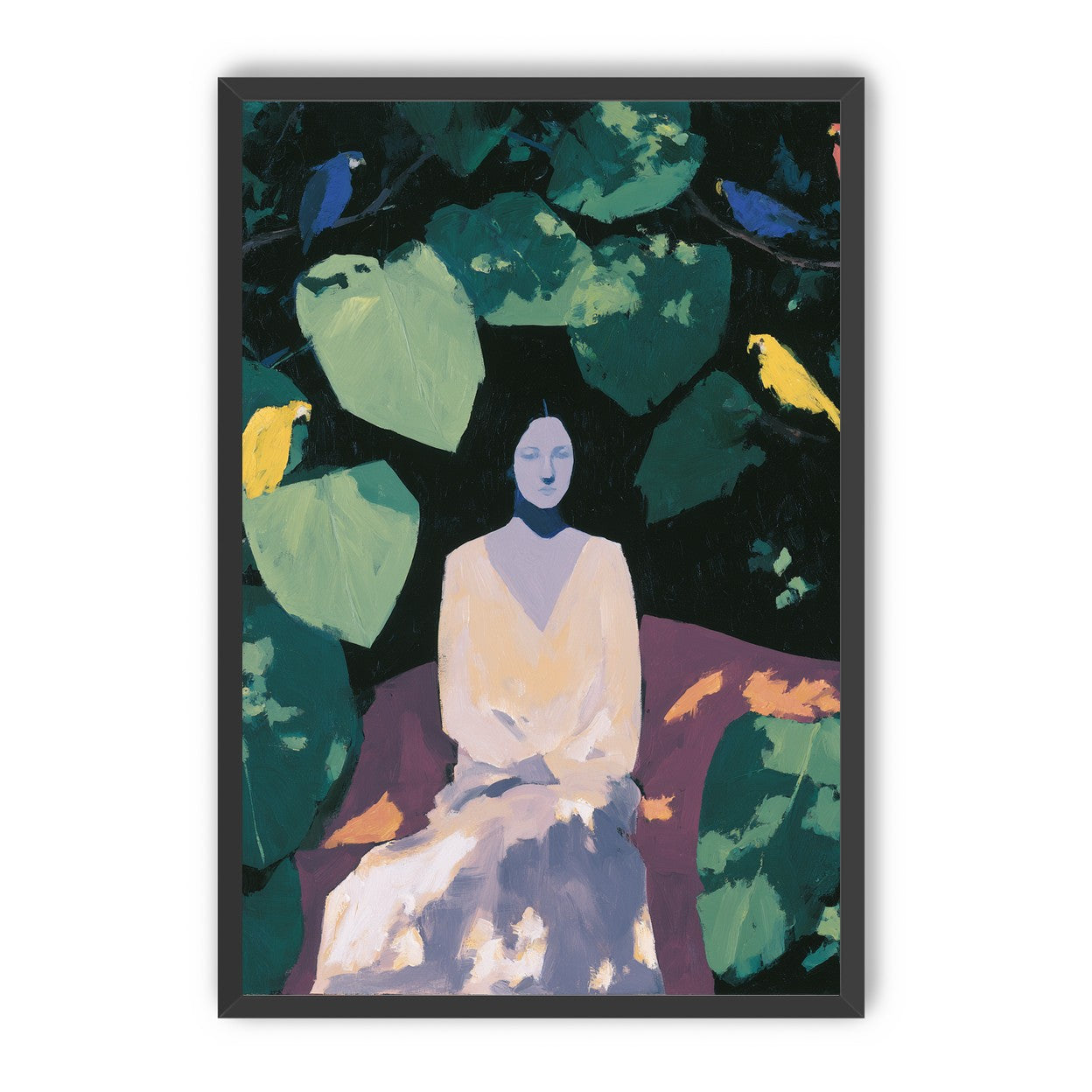 Pale dress under green leaves