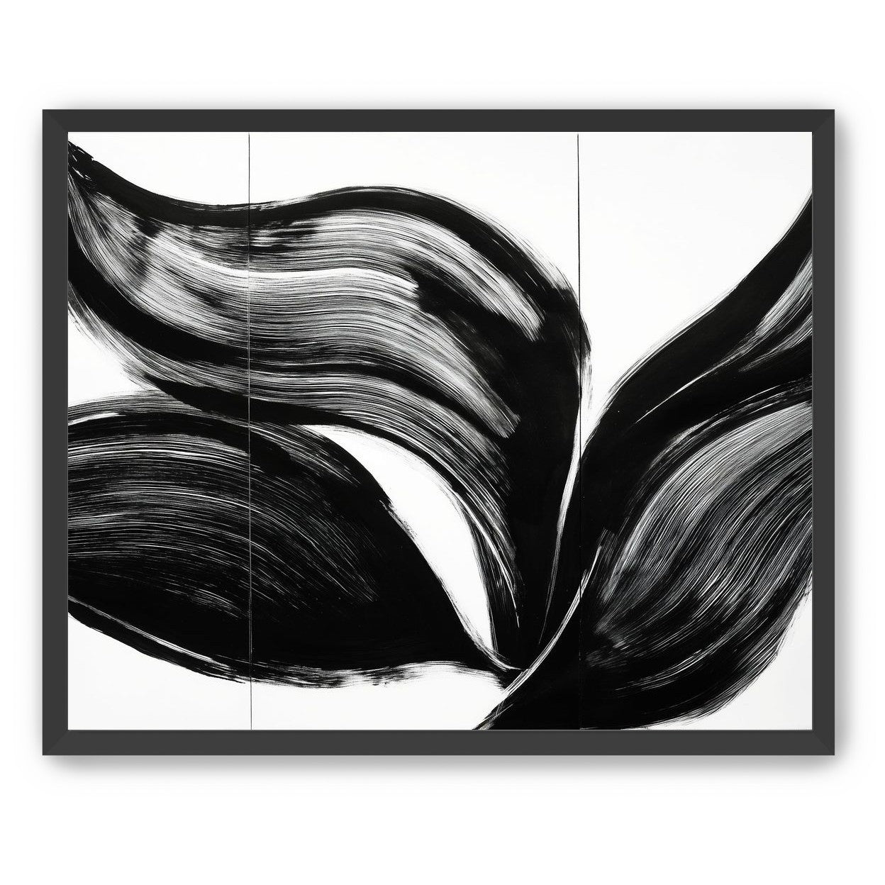 Three petals in black ink