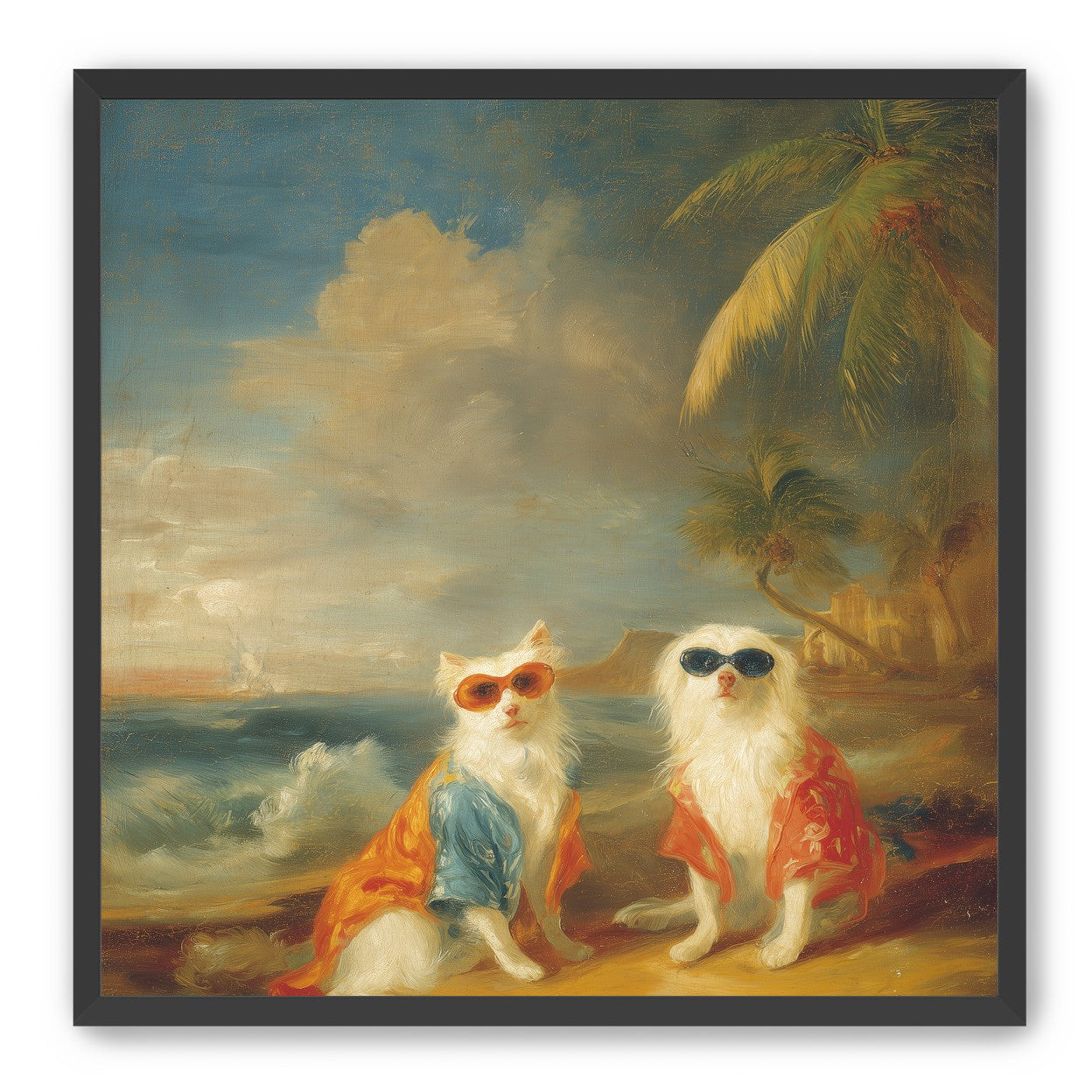 Sunglasses cats on the beach