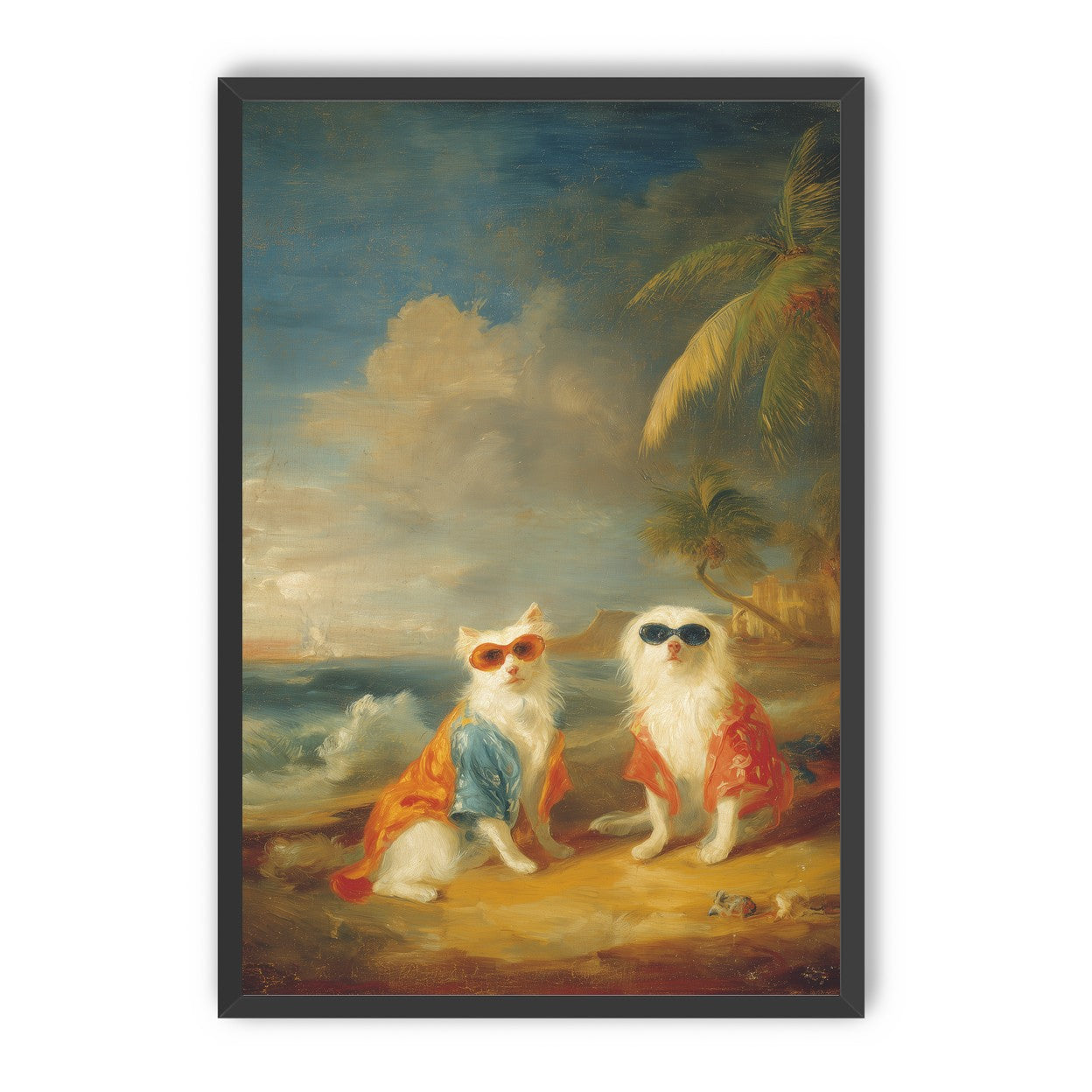 Sunglasses cats on the beach
