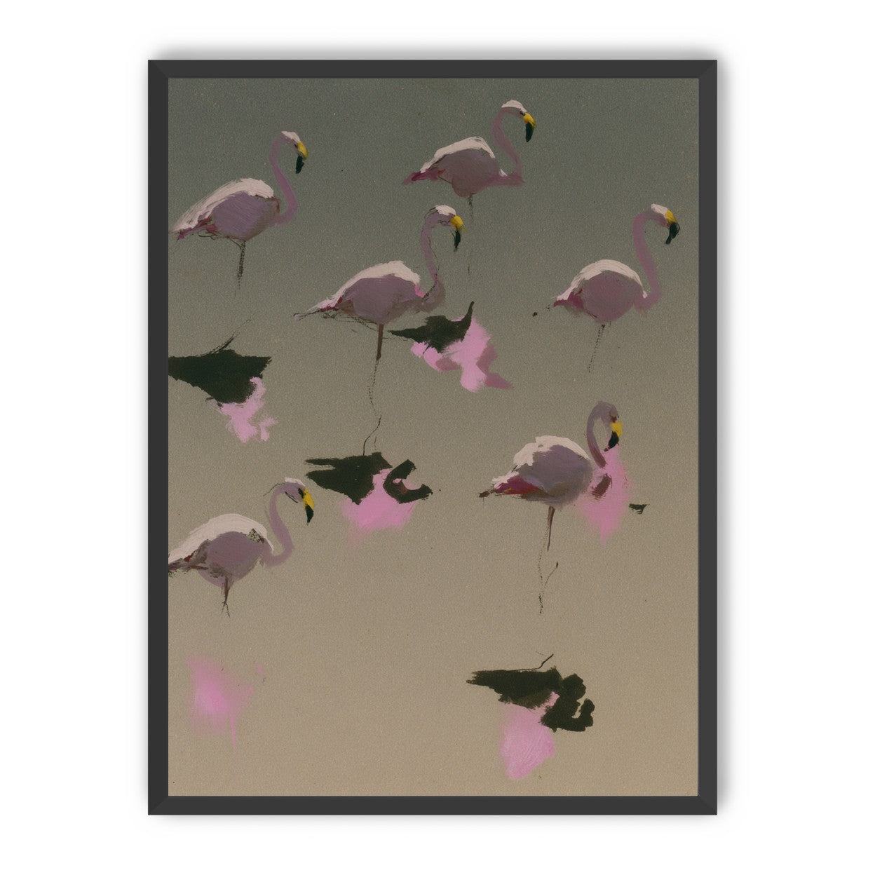 Flamingos in still water