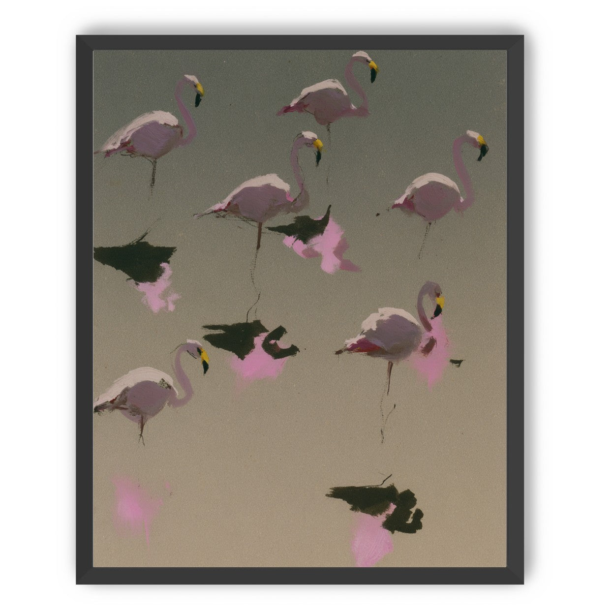 Flamingos in still water