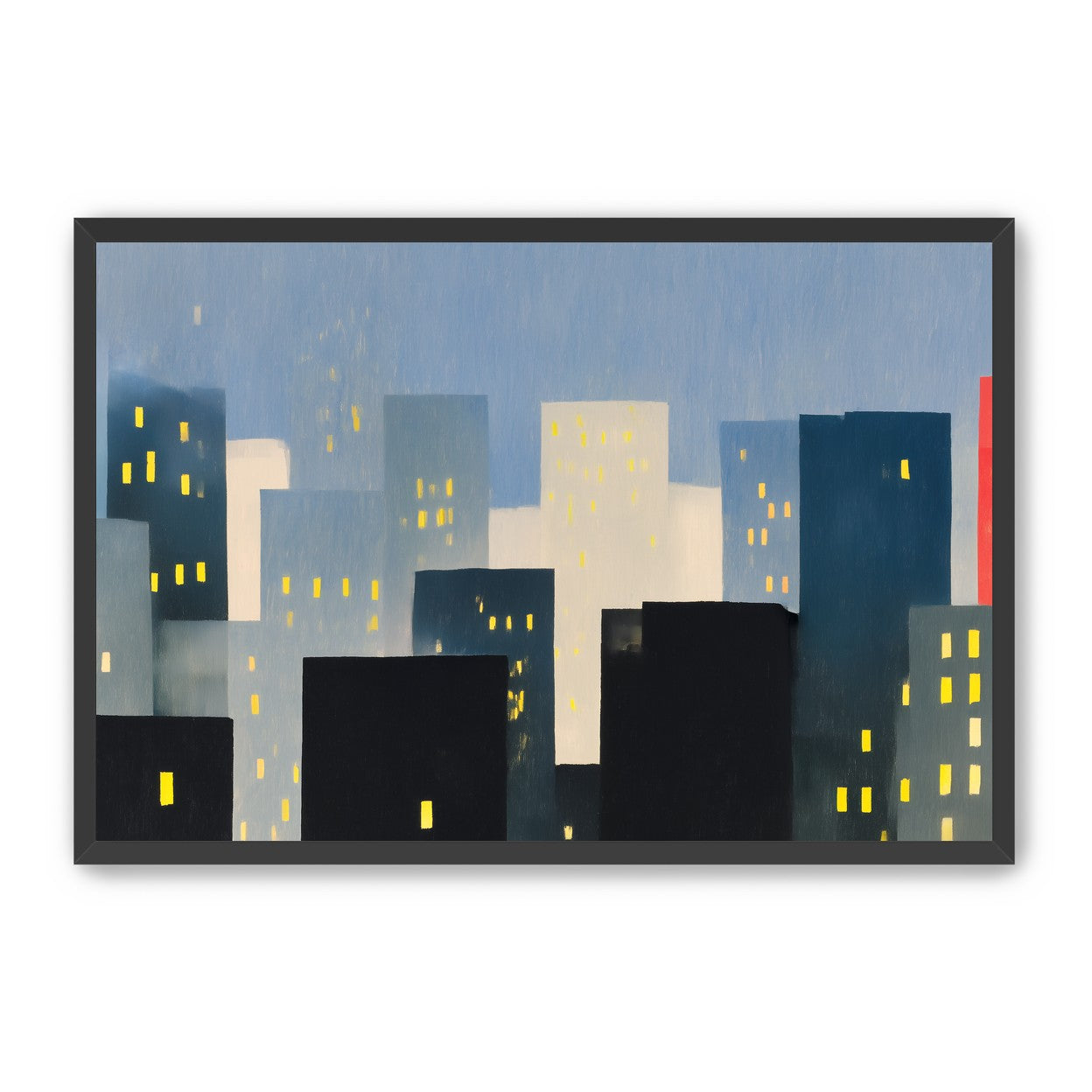 Soft windows in blue towers