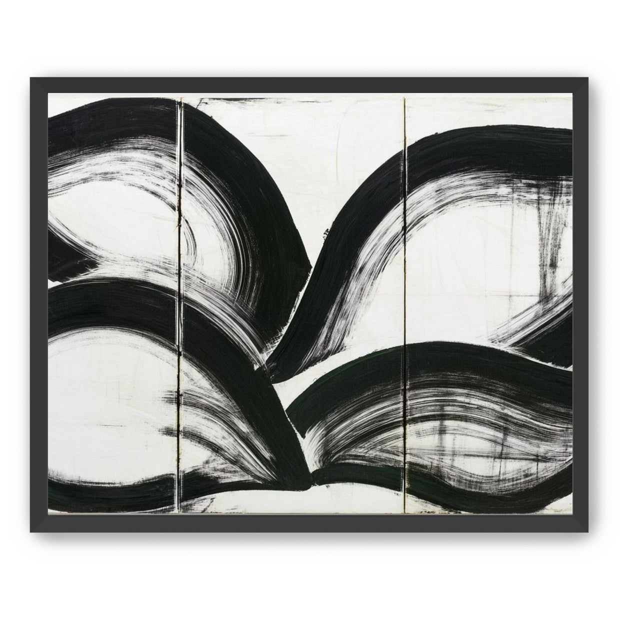 Black arcs across white panels