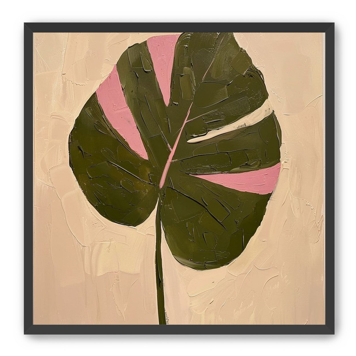 Pink banded leaf on plastered white