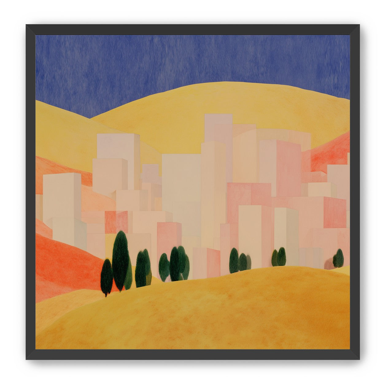 Blue sky over peach city