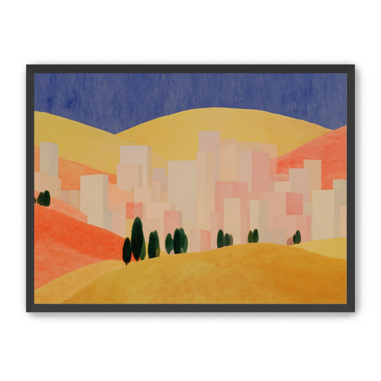 Blue sky over peach city