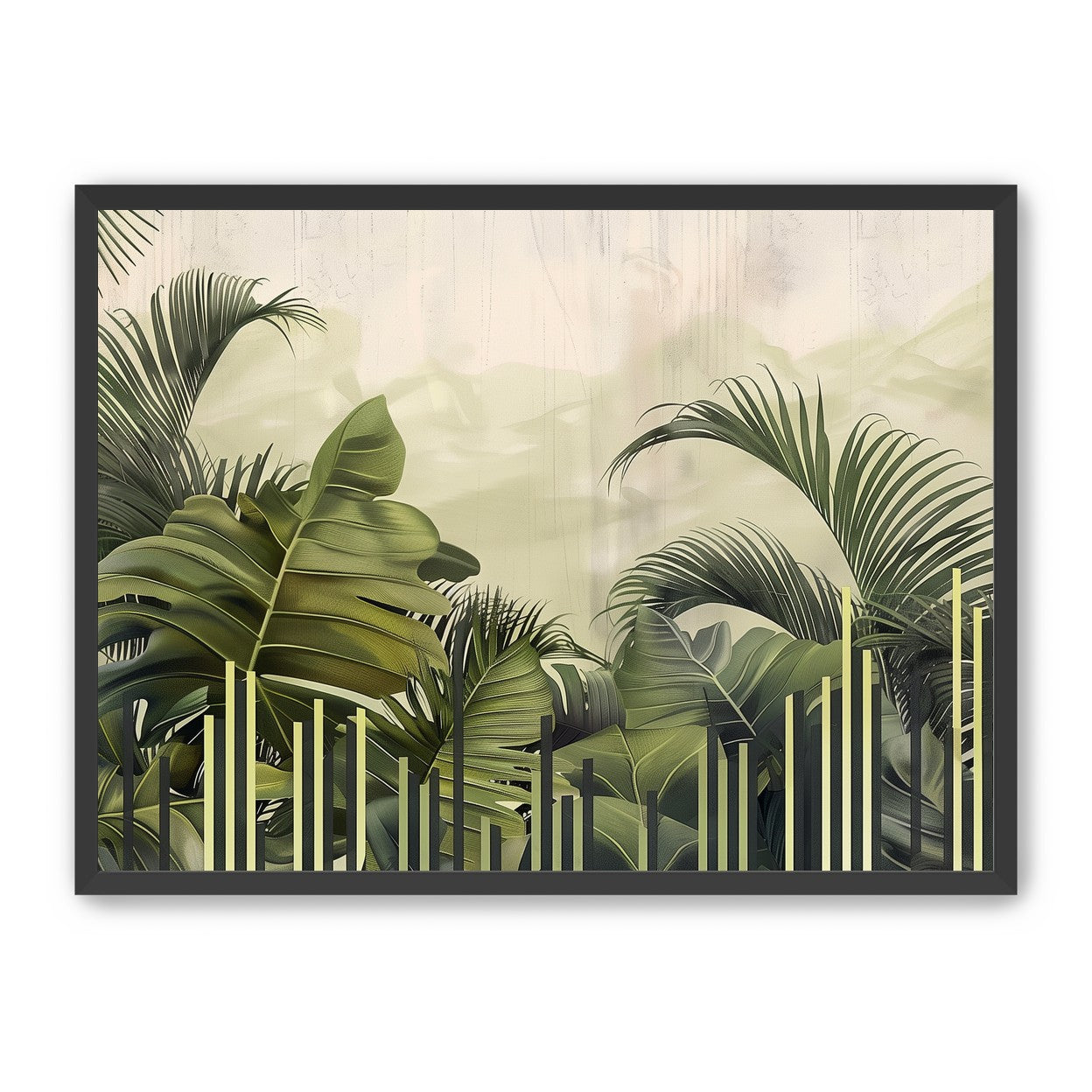 Pale sky over green fronds