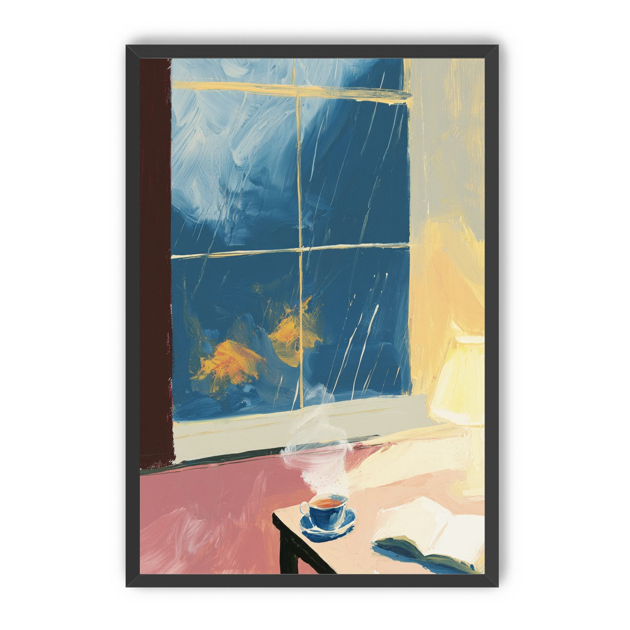 Lamplight on the rainy window