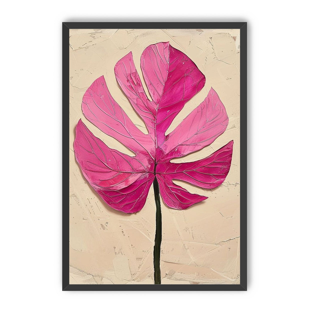 Pink leaf on plaster white