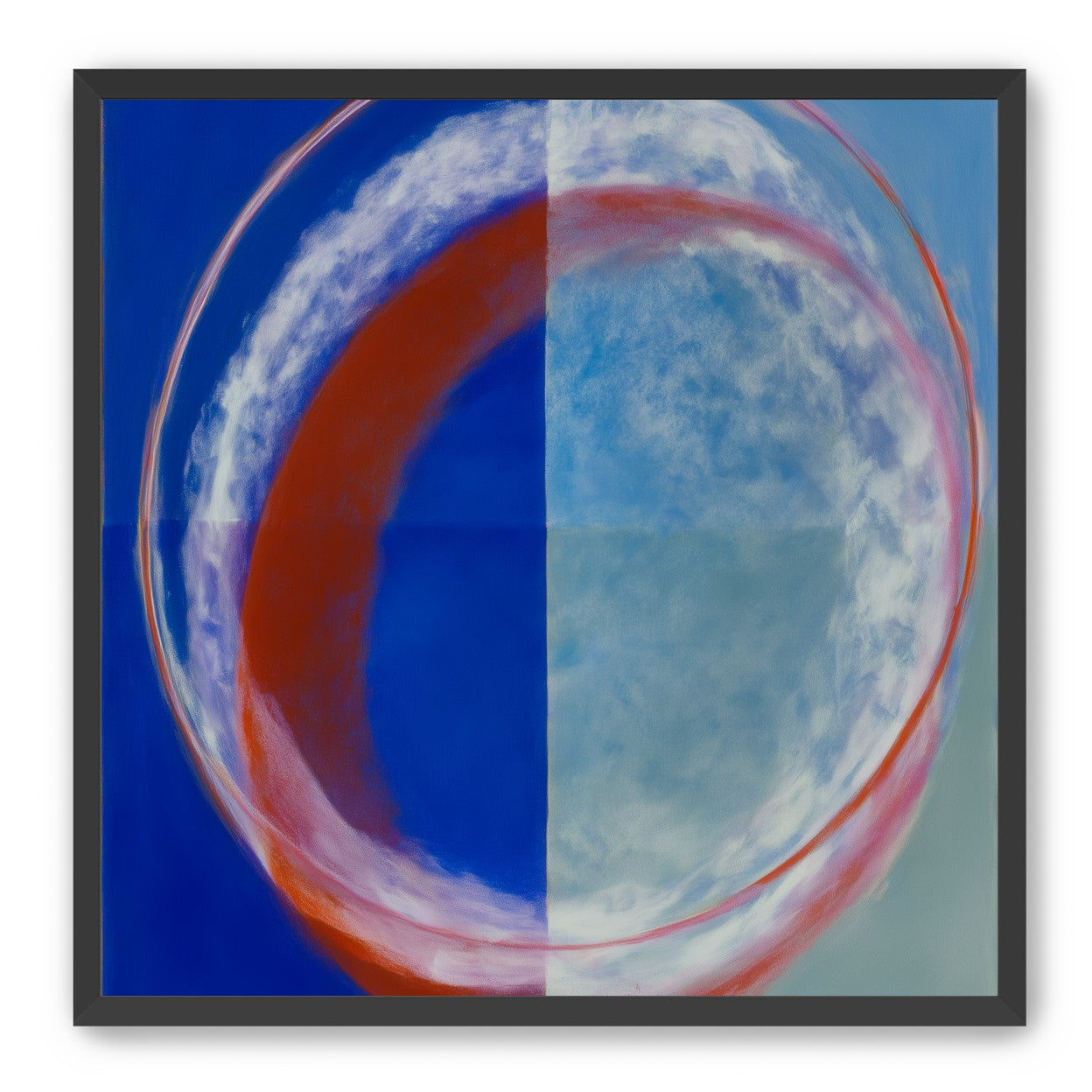 Red rim on divided blue