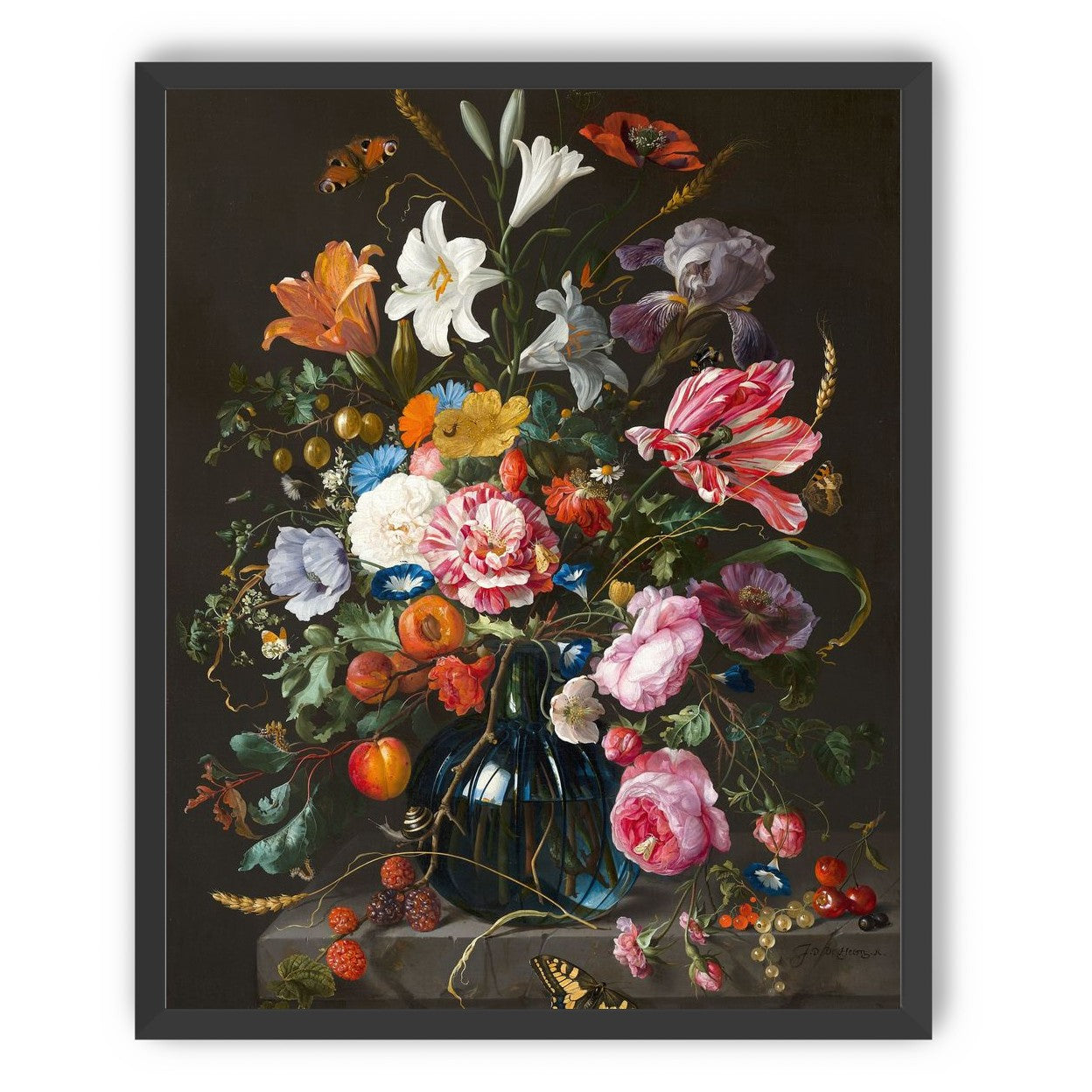 Butterflies over the blue vase