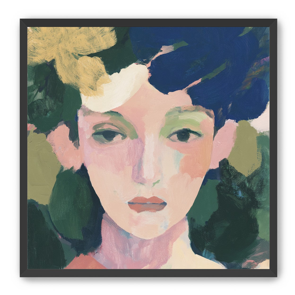 Portrait with pale flower