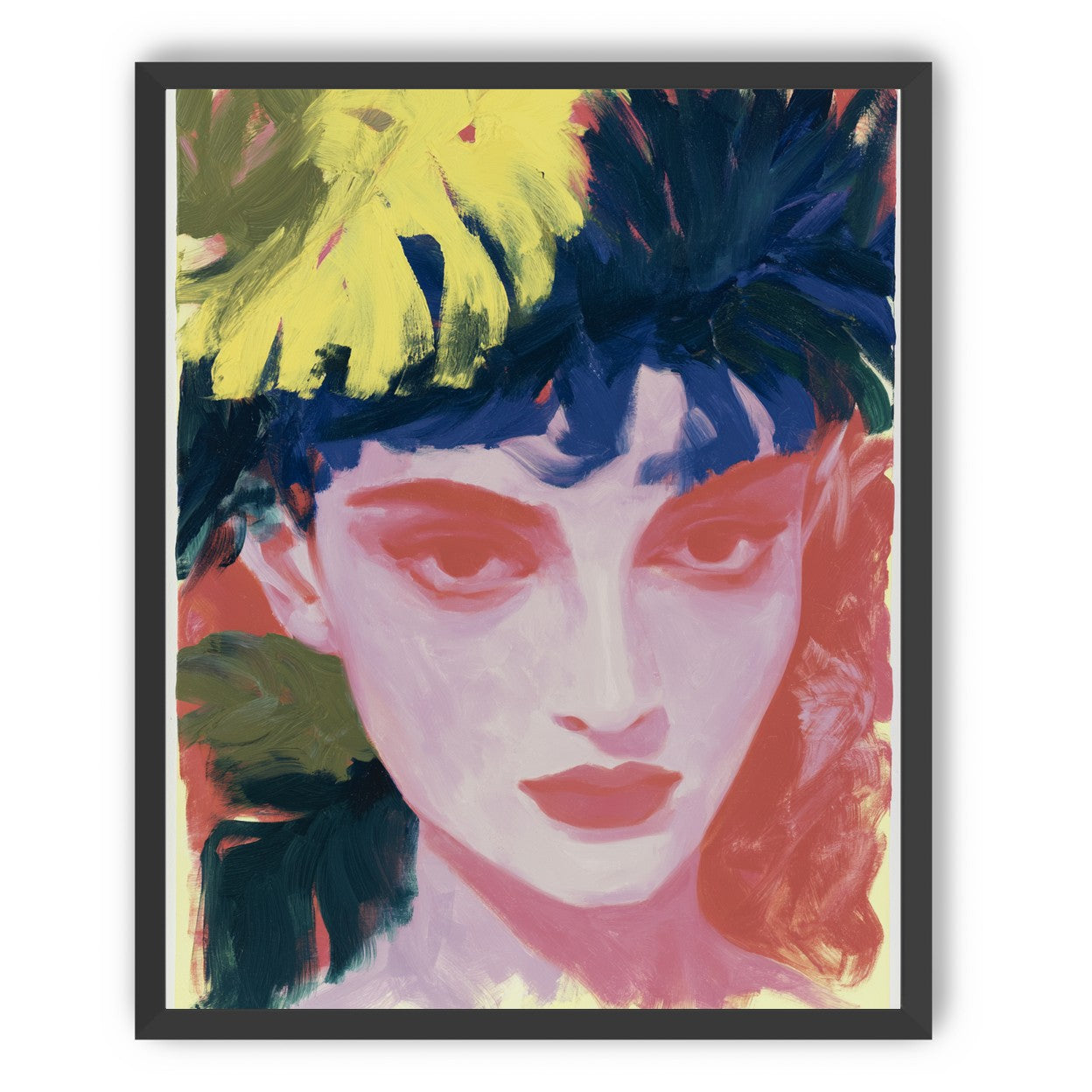 Yellow flower in dark hair