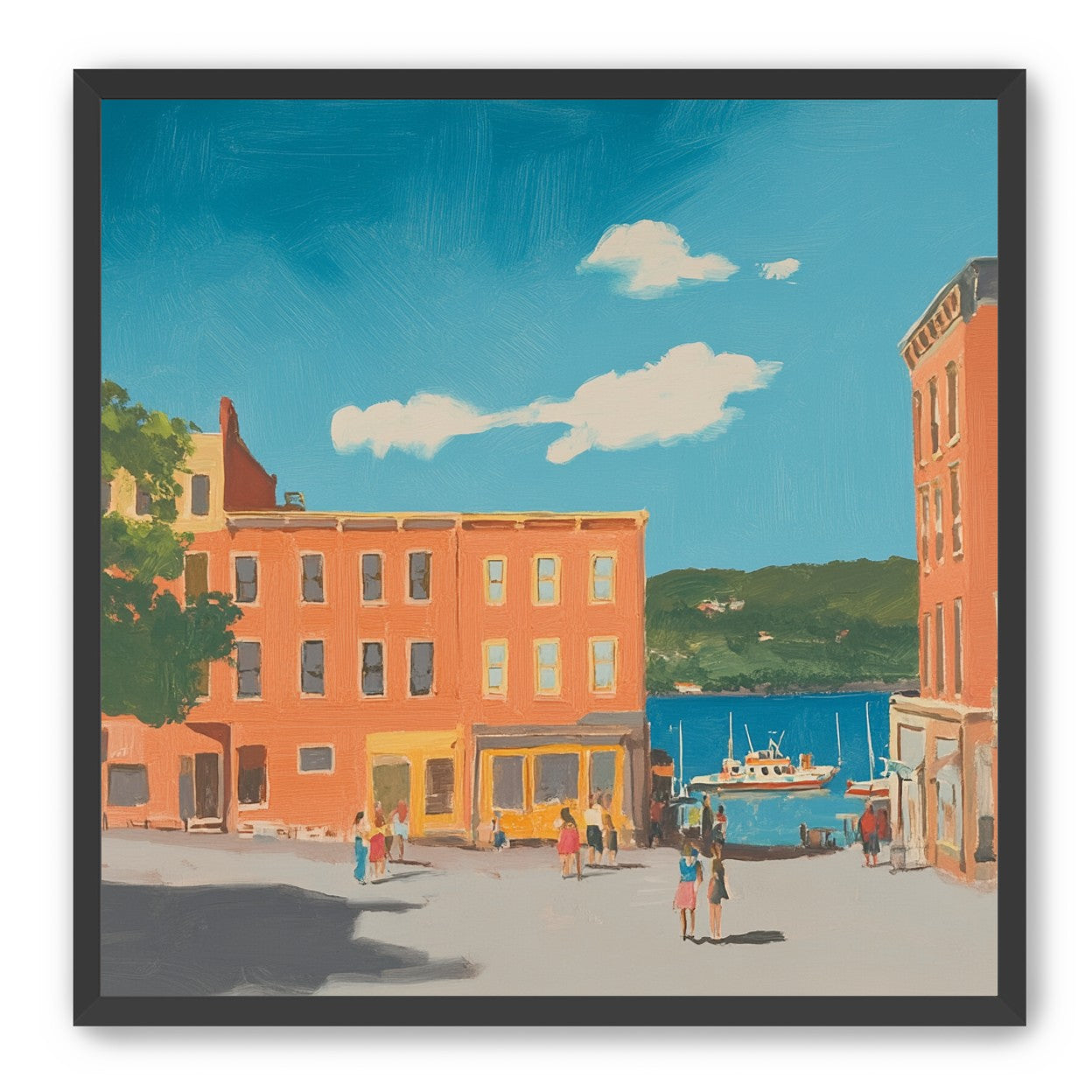 Sunlit street to the harbor