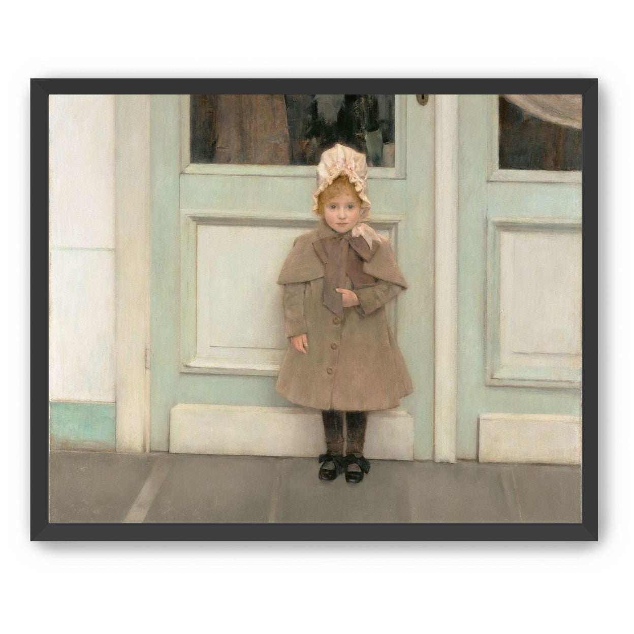 A child beneath pale doors