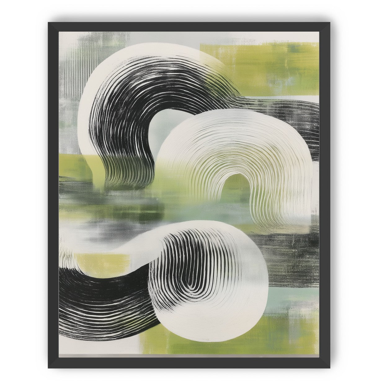 Curved bands across green fields