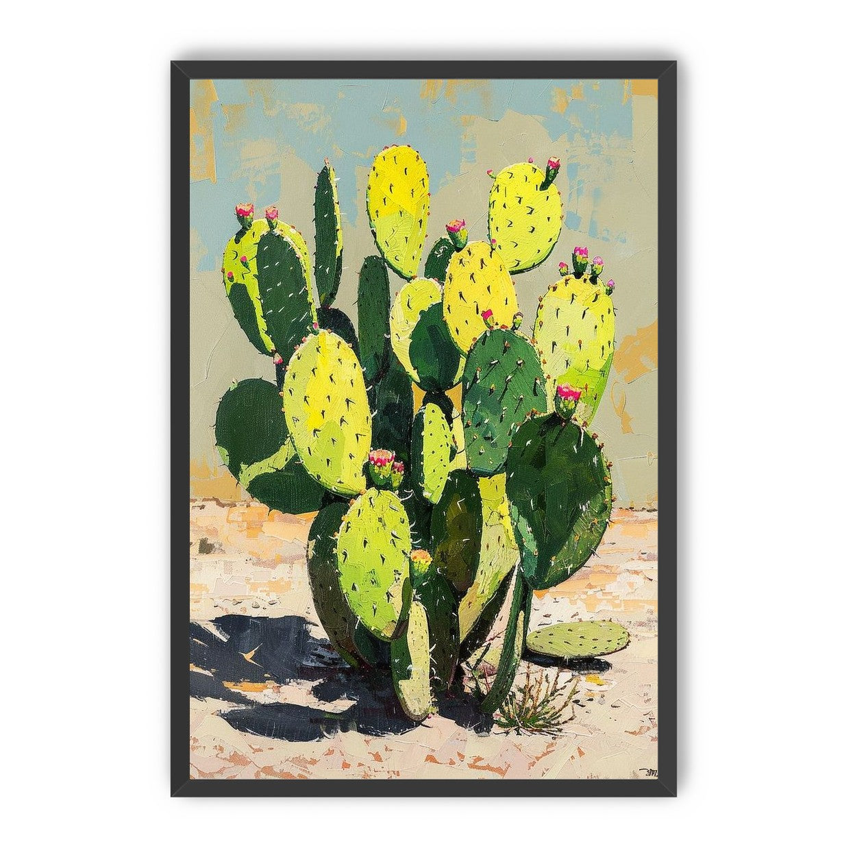 Yellow light on cactus pads