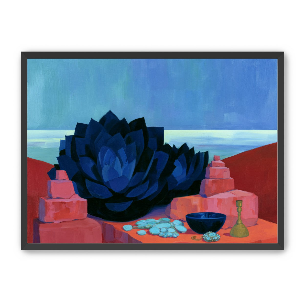 Blue flower in red light