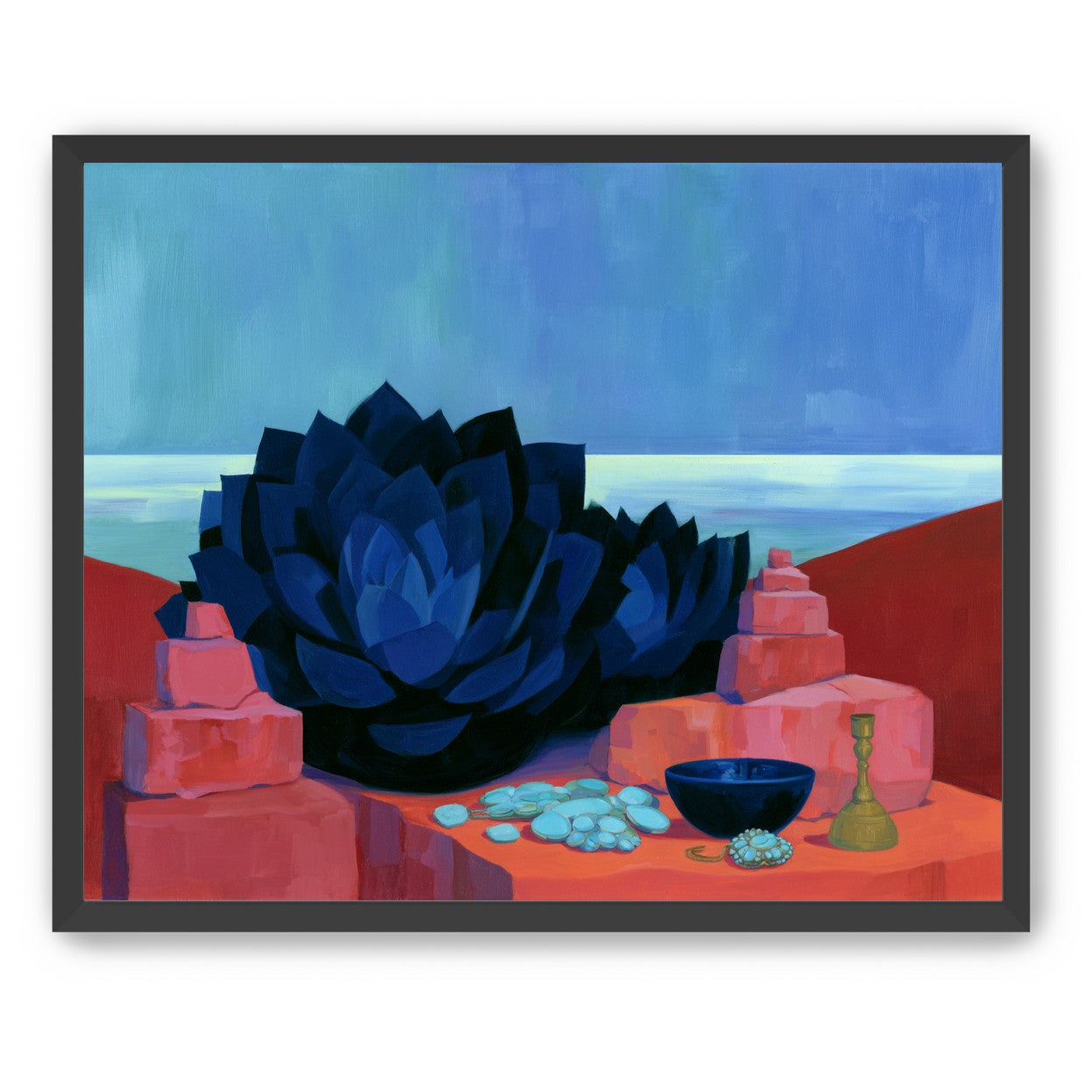 Blue flower in red light