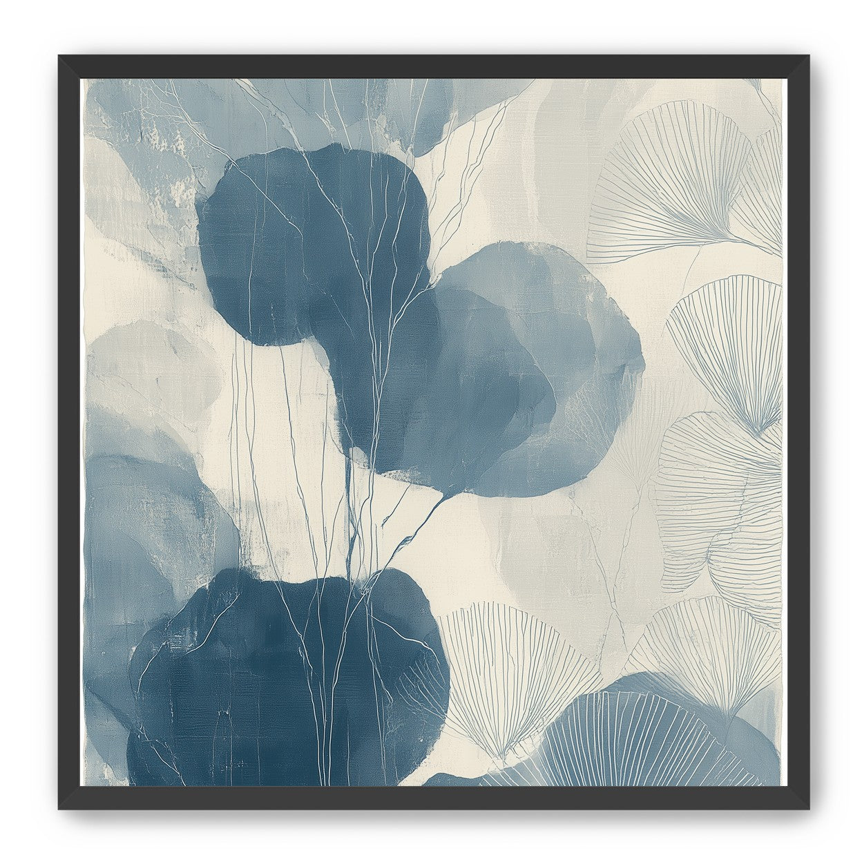 Ginkgo fans among round leaves