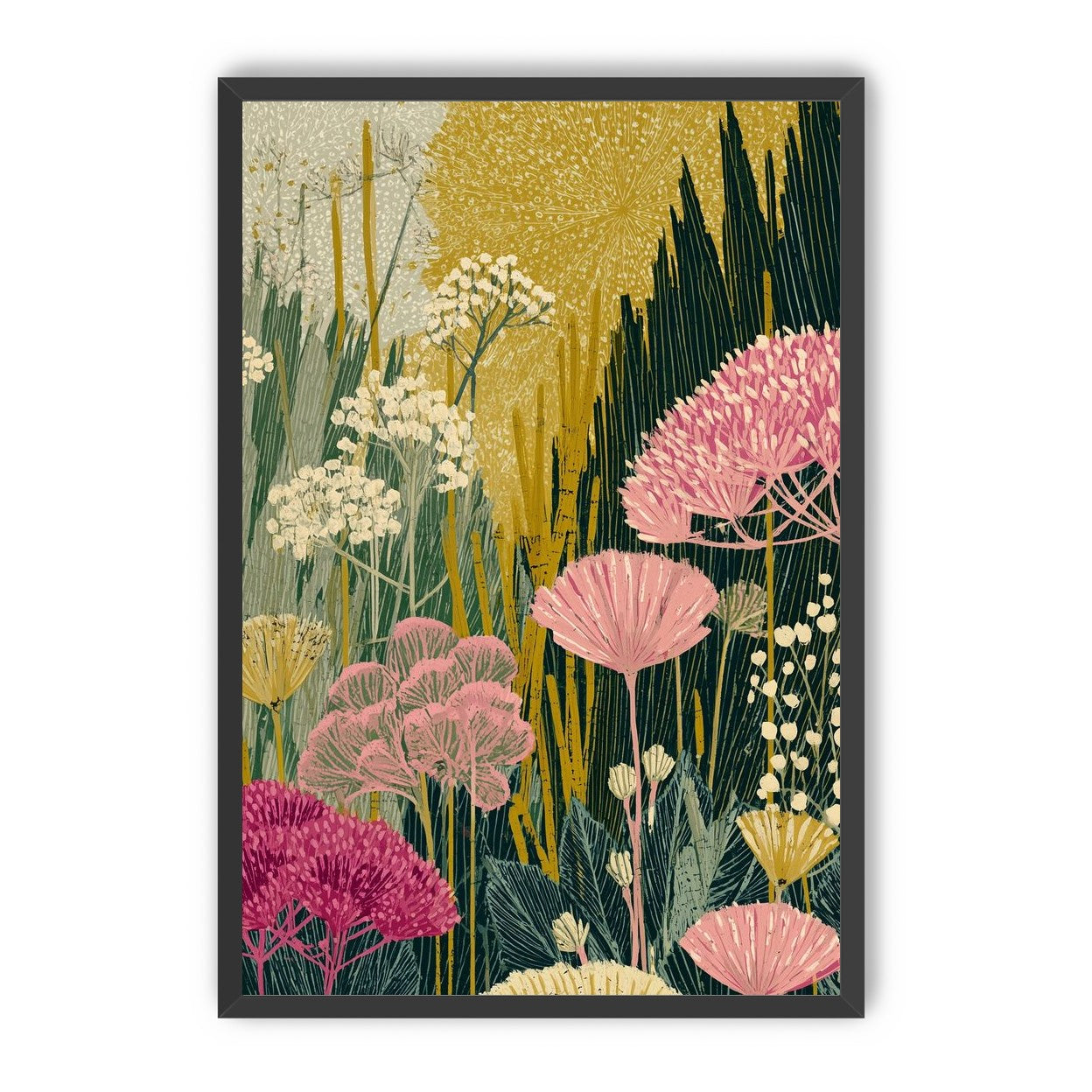 Wildflowers pressing into dusk